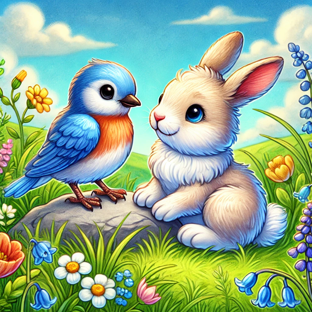 Rabbit and bird friends